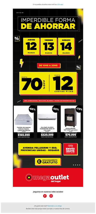 🔥 ¡Últimos días! Hasta 12 cuotas y 70% OFF en el Mega Outlet del Hogar