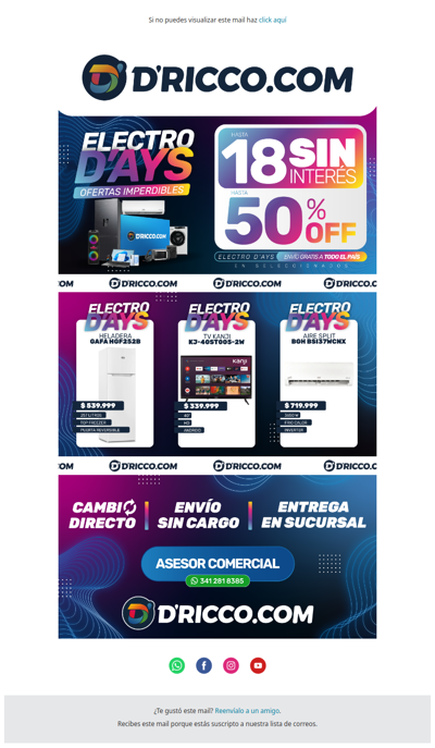 ⚡ELECTRO D'AYS⚡ ¡Últimas horas con hasta 50% OFF y 18 cuotas en D'Ricco.com!