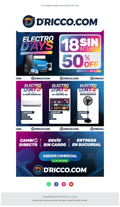 ¡Último día!⚡ELECTRO D'AYS con hasta 50% OFF y 18 cuotas sin interés en D'Ricco.com!