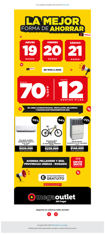 🔥 ¡Aprovechá hoy la mejor forma de ahorrar en el Mega Outlet del Hogar!