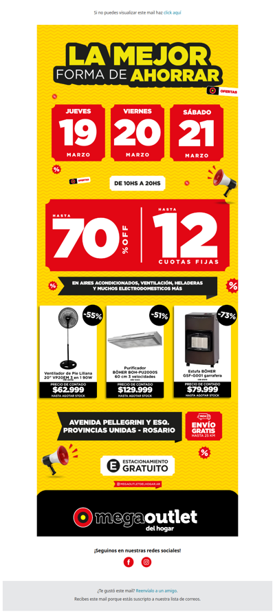 🔥 ¡Últimos días para ahorrar con hasta 70% OFF en el Mega Outlet del Hogar!