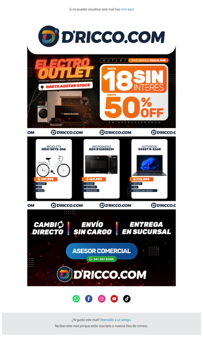 💣 ¡Últimas unidades! Electro Outlet hasta agotar stock en D'Ricco.com