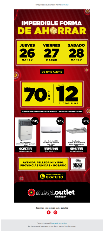 🔥 Ahorrá HOY con hasta 70% OFF y 12 cuotas en el #MegaOutletDelHogar