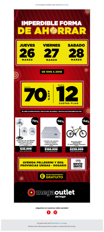 ⌛ ¡Últimos días para ahorrar con hasta 70% OFF y 12 cuotas en el Mega Outlet del Hogar!