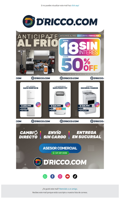 ❄️ ¡Anticipate al frío! Hasta 18 cuotas sin interés y 50% OFF en D'Ricco.com