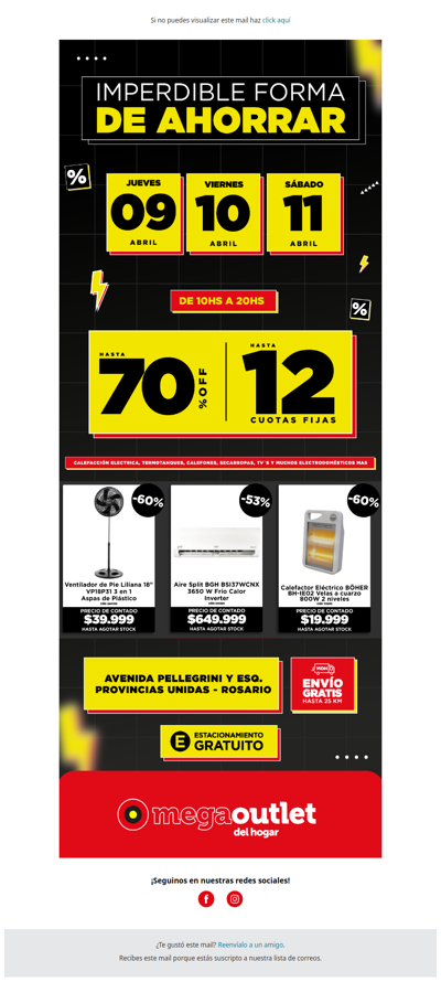 🛒 ¡Hoy: Mega Outlet del Hogar con hasta 70% OFF y 12 cuotas fijas!