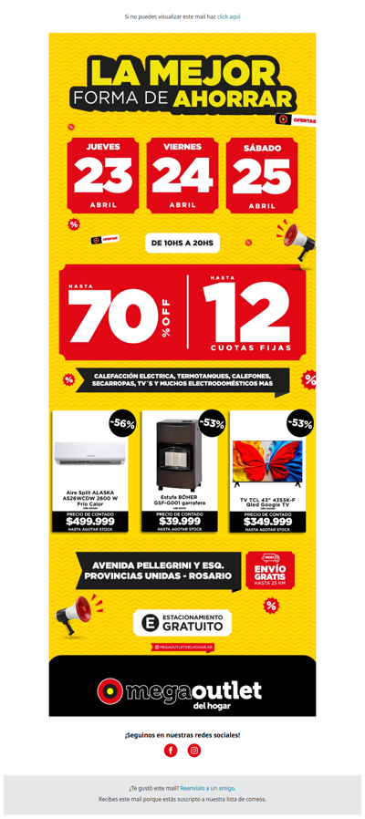 🛒 ¡Ahorrá con hasta 70% OFF y 12 cuotas en el Mega Outlet del Hogar!