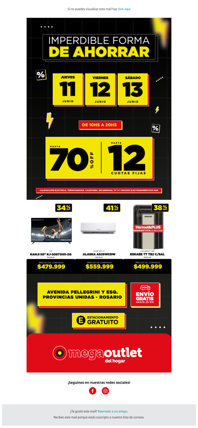 🛒 ¡Últimos días: hasta 70% OFF y 12 cuotas fijas en el Mega Outlet del Hogar!