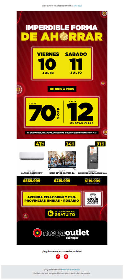 🛒 ¡AHORRÁ HOY con hasta 70% OFF y 12 cuotas en el Mega Outlet del Hogar!