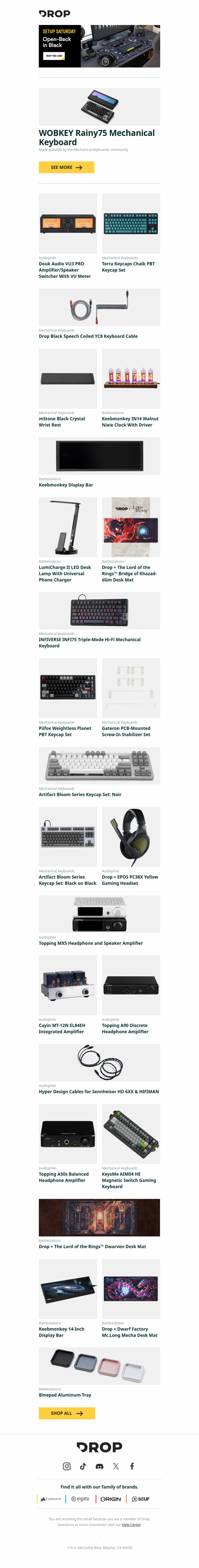 WOBKEY Rainy75 Mechanical Keyboard, Douk Audio VU3 PRO Amplifier/Speaker Switcher With VU Meter, Terra Keycaps Chalk PBT Keycap Set and more...