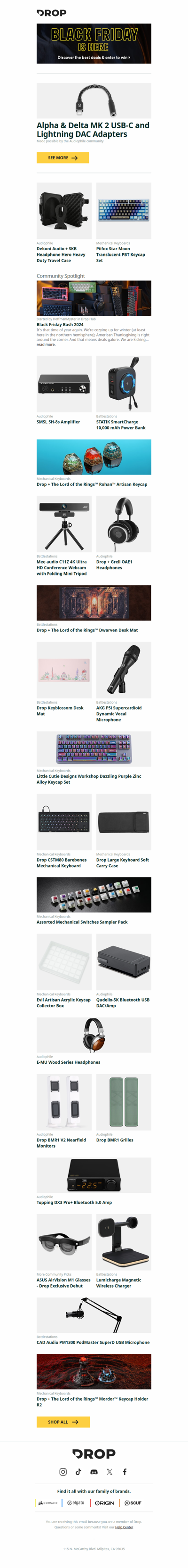 Alpha & Delta MK 2 USB-C and Lightning DAC Adapters, Dekoni Audio + SKB Headphone Hero Heavy Duty Travel Case, Piifox Star Moon Translucent PBT Keycap Set and more...