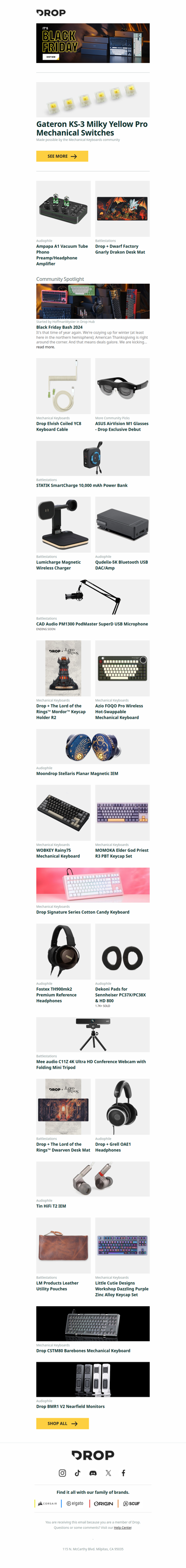 Gateron KS-3 Milky Yellow Pro Mechanical Switches, Ampapa A1 Vacuum Tube Phono Preamp/Headphone Amplifier, Drop + Dwarf Factory Gnarly Drakon Desk Mat and more...