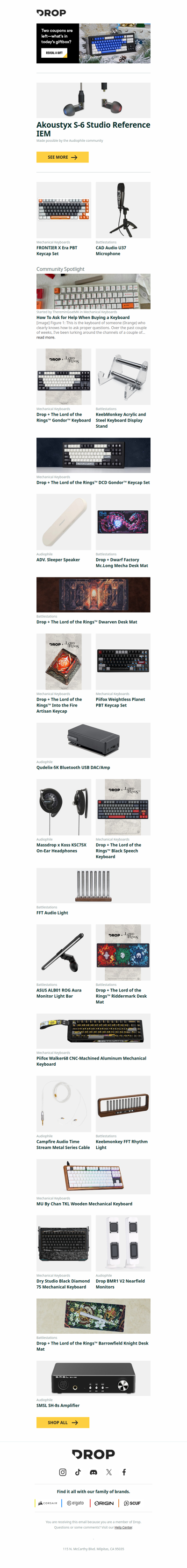 Akoustyx S-6 Studio Reference IEM, FRONTIER X Era PBT Keycap Set, CAD Audio U37 Microphone and more...