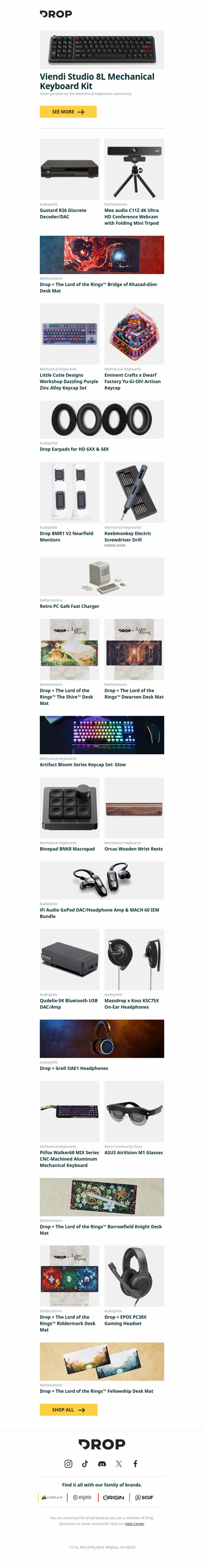 Viendi Studio 8L Mechanical Keyboard Kit, Gustard R26 Discrete Decoder/DAC, Mee audio C11Z 4K Ultra HD Conference Webcam with Folding Mini Tripod and more...