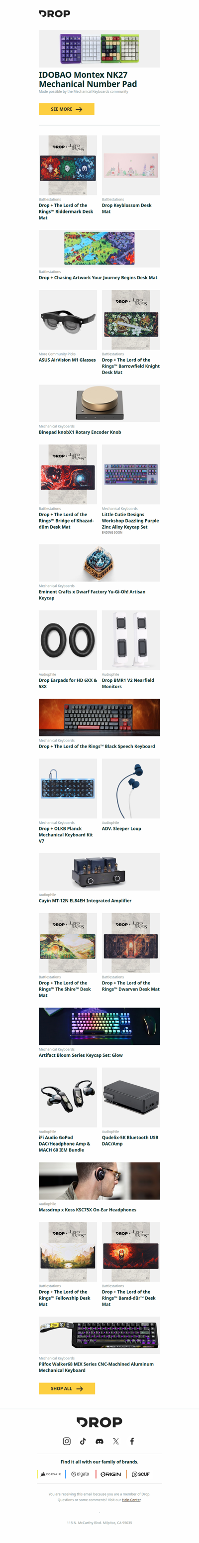 IDOBAO Montex NK27 Mechanical Number Pad, Drop + The Lord of the Rings™ Riddermark Desk Mat, Drop Keyblossom Desk Mat and more...