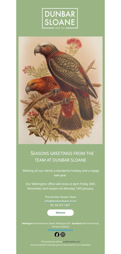 Seasons Greetings From The Team at Dunbar Sloane