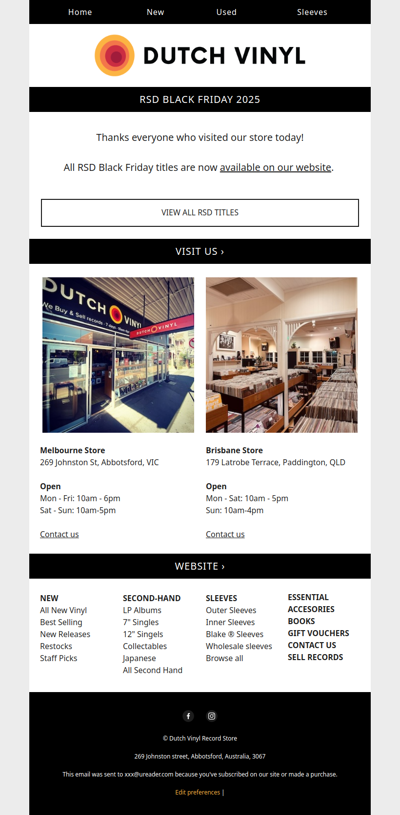 🔥 RSD Black Friday titles now online!