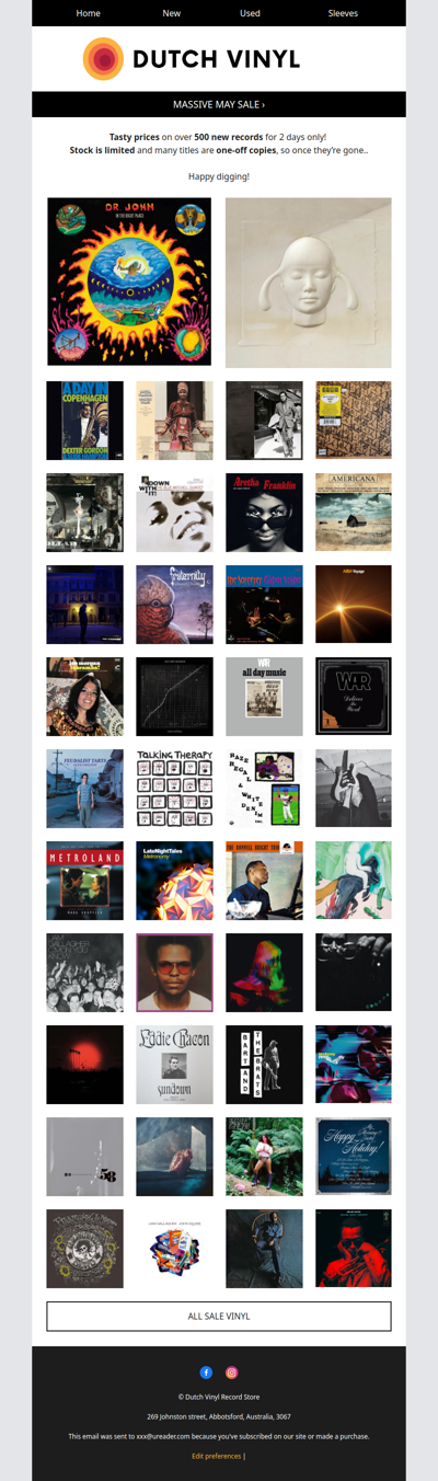 🔥 Vinyl SALE: Tasty prices on over 500 new records, 2 Days Only!