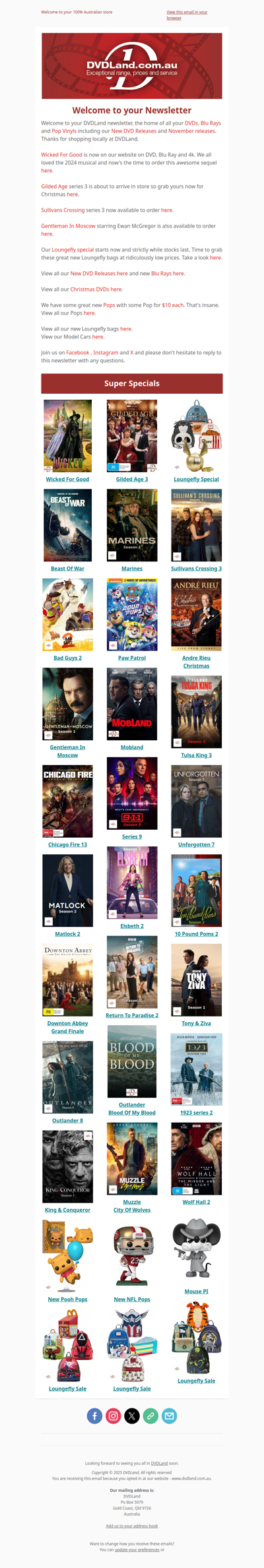 DVDLand Newsletter - Wicked For Good, Gilded Age 3, Loungefly Special 👜