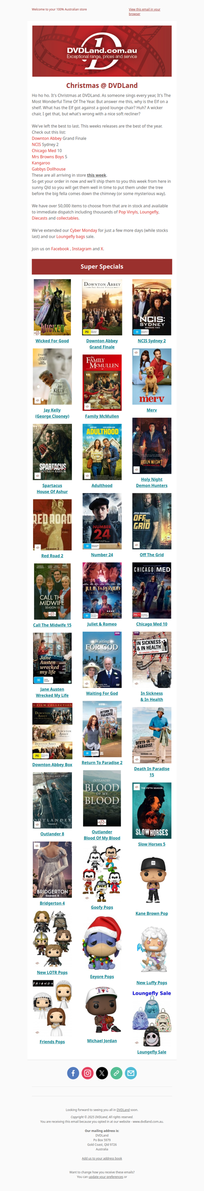 Christmas Gift Ideas inc New Downton Abbey, NCIS Sydney🎁+ Wicked For Good🌈