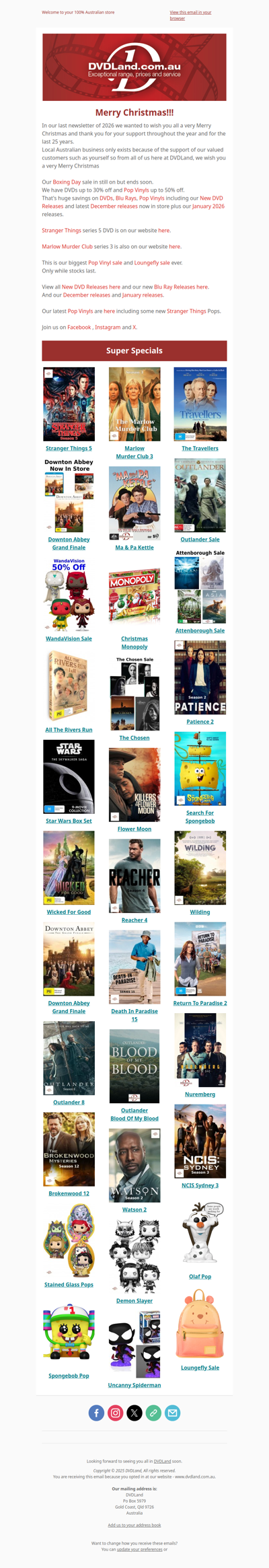 Christmas Newsletter - Stranger Things 5, Marlow series 3, Travellers 🎄🎁🎄