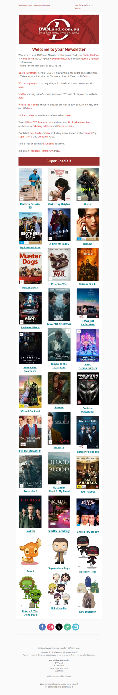 DVDLand Newsletter - Death In Paradise 15, Wuthering Heights, Shelter 🌴