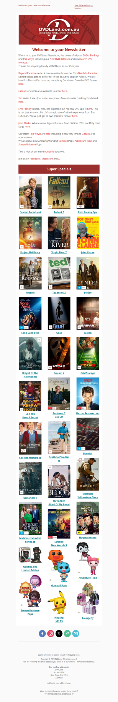 DVDLand Newsletter - Beyond Paradise 4, Ted 2, Fallout 2, Epic Elvis Presley 🧸 🎤