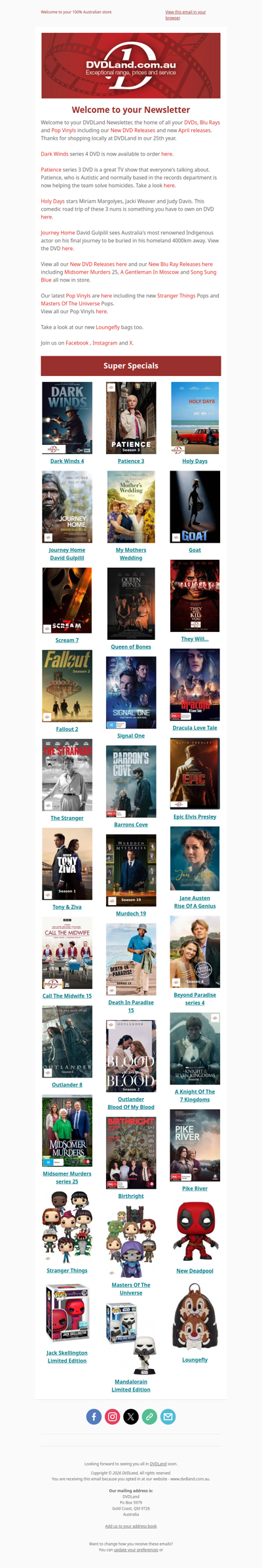 DVDLand Newsletter - Dark Winds 4, Patience 3, Holy Days, Journey Home David Gulpilil