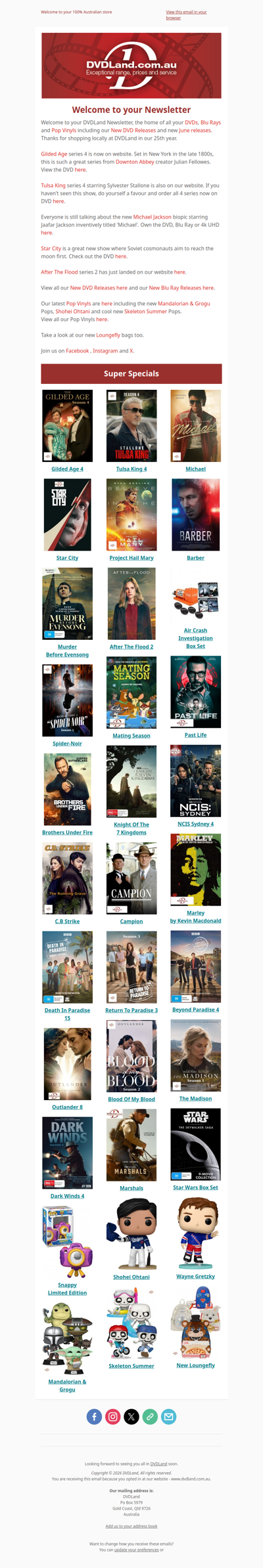 DVDLand Newsletter - Gilded Age 4, Tulsa King 4, Michael, Marley, After The Flood 2 🌊