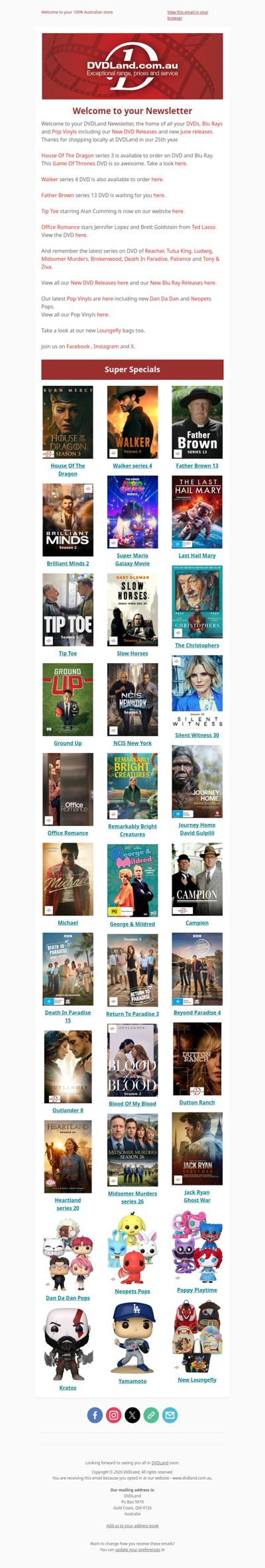 DVDLand Newsletter - House Of The Dragon 3, Father Brown 13, Walker 4, Slow Horses 6 🐉