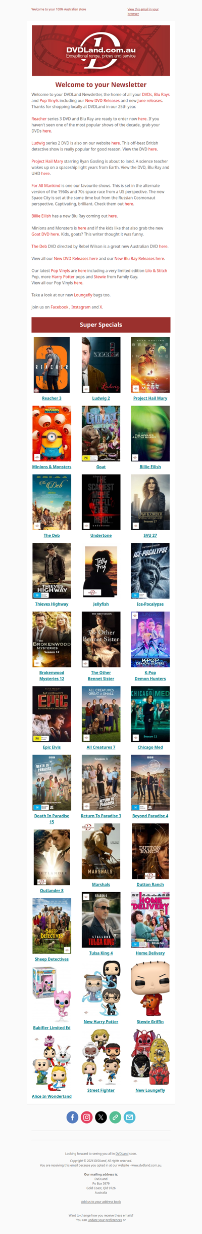 DVDLand Newsletter - Reacher 3, Ludwig 2, Project Hail Mary 🪐