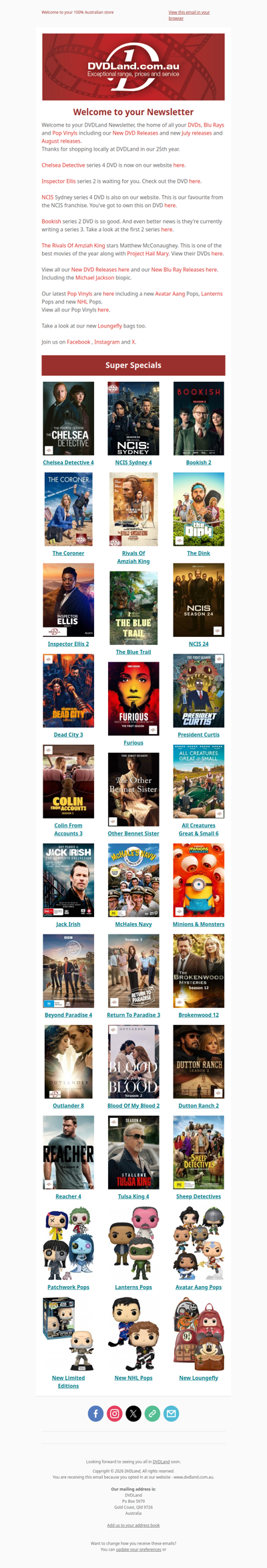 DVDLand Newsletter - Chelsea Detective 4, NCIS Sydney 4, Bookish 2 📚🕵️‍♂️