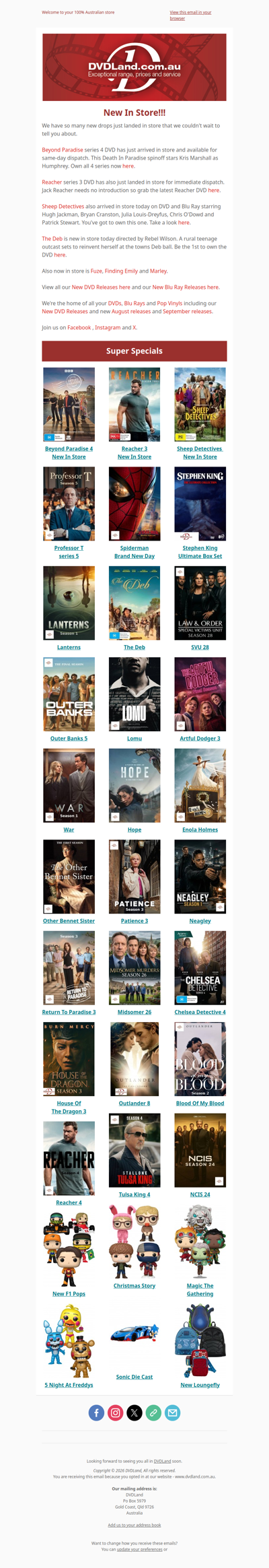 New In Store: Beyond Paradise 4, Reacher 3, Sheep Detectives, The Deb & more
