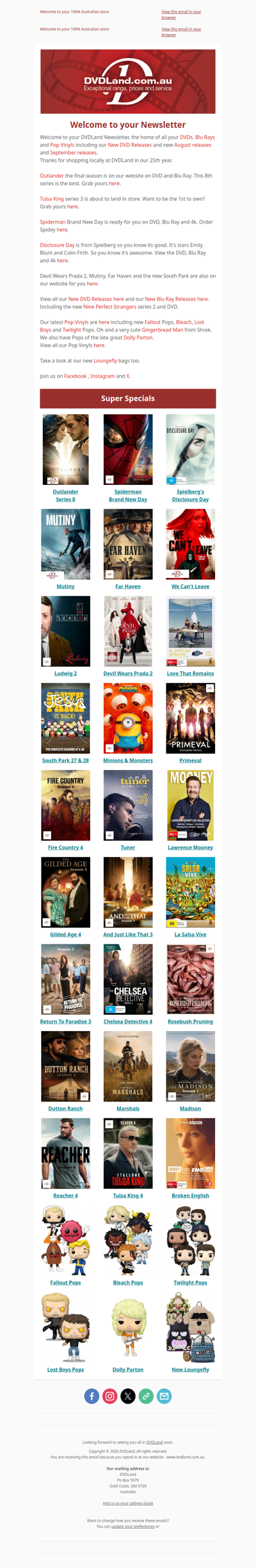 DVDLand Newsletter - Outlander 8, Spiderman Brand New Day, Disclosure Day 🕸️