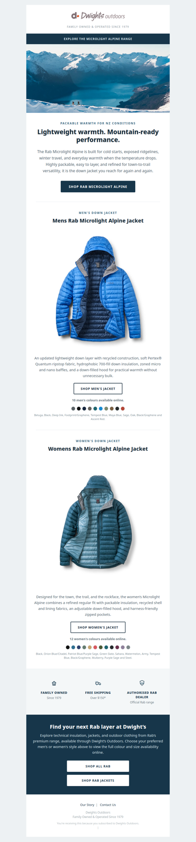 Packable warmth from Rab, ready at Dwights