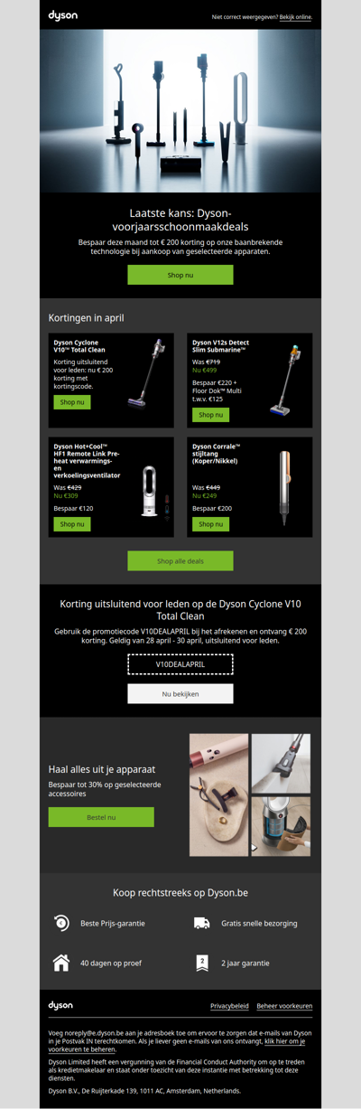 Exclusieve aanbiedingen op geselecteerde Dyson-technologie