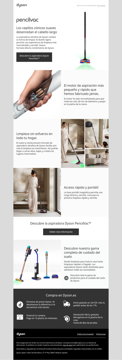 Aspiradora Dyson PencilVac™. Nueva tecnología.