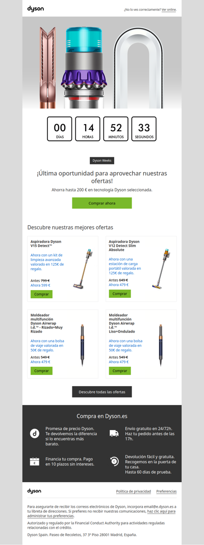 Dyson Weeks : ¡Última oportunidad!