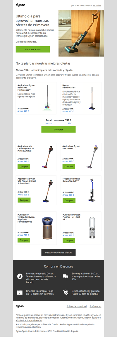 ¡Ofertas de Primavera: ¡último día!