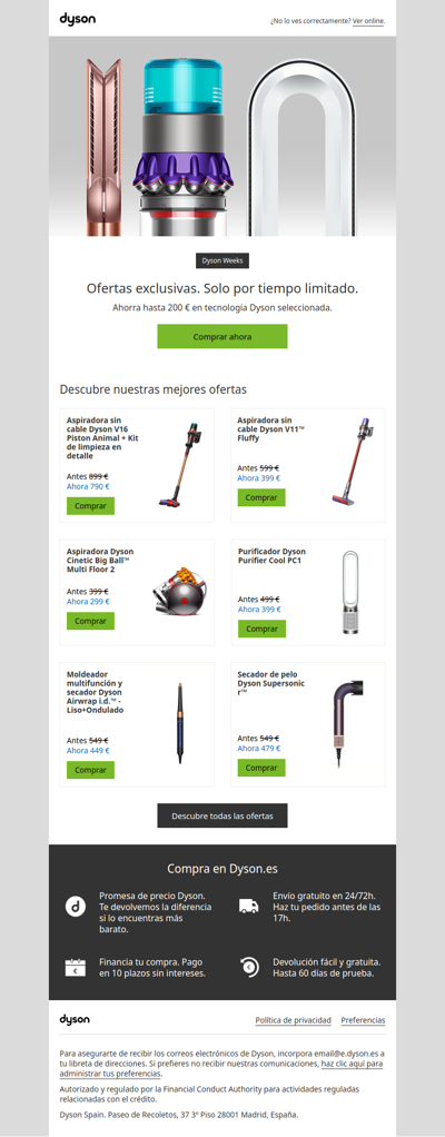 Dyson Weeks : Ofertas exclusivas