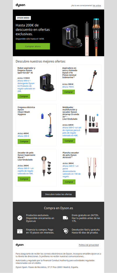 Dyson Weeks: Ofertas exclusivas
