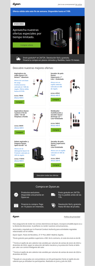 Nuevas ofertas | Dyson Weeks. Sólo por unos días