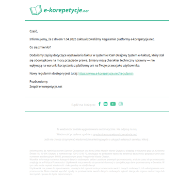 Dostosowaliśmy regulamin do wymogów KSeF