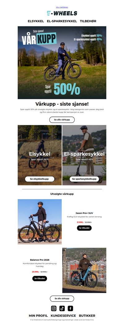 Siste sjanse: vårkupp opptil 50% 🚴‍♂️