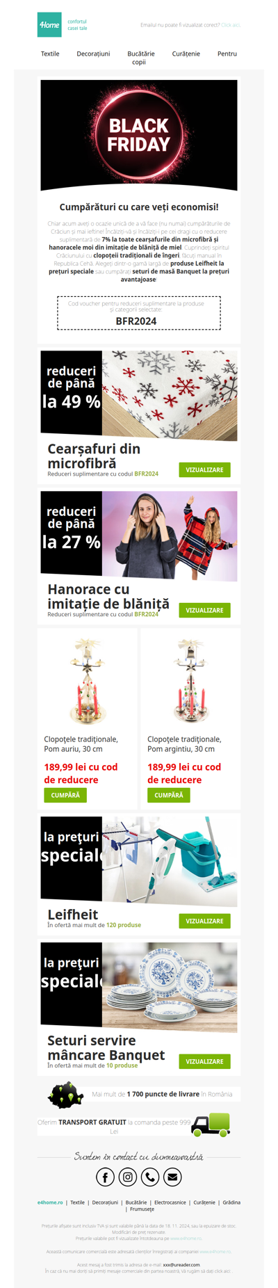 Reduceri de Black Friday: cearșafuri din microfibră până la -49% • hanorace din imitație de blăniță de miel până la -27% • clopoței de Crăciun la prețuri speciale și multe altele!