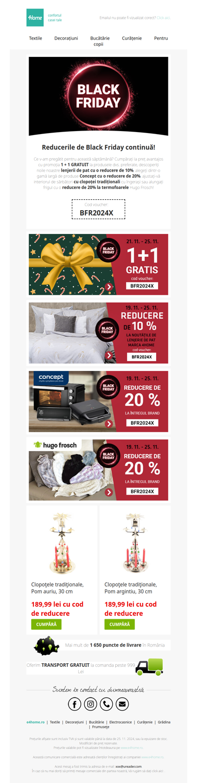 1 + 1 gratuit, -10% la noile lenjerii de pat sau -20% la produsele Concept! Black Friday este în plină desfășurare!