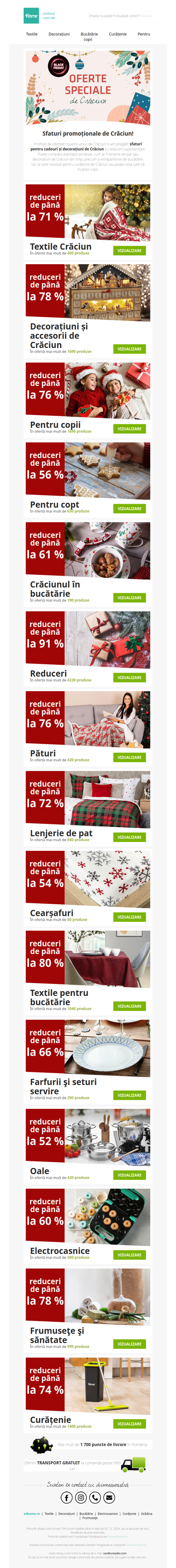 Cumpărături de Crăciun: decorațiuni până la -78% • textile Crăciun până la -71% • pentru copt până la -56% • pături până la -76% și multe altele!