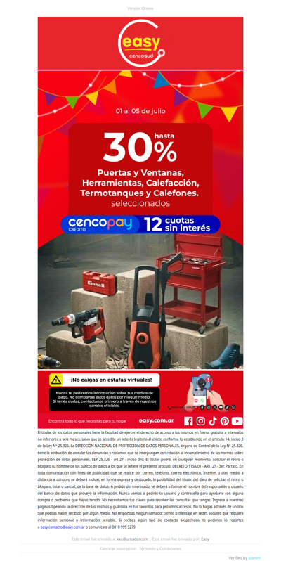 ¡Feria de Descuentos en Easy! Hasta 30% off 🎁