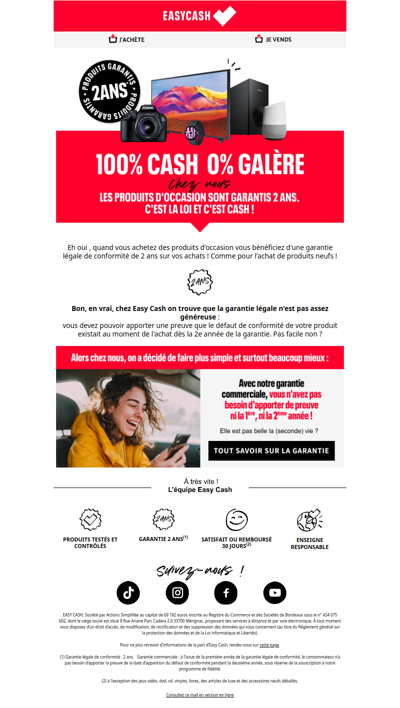 Savez-vous que vos achats sont garantis 2 ans ?