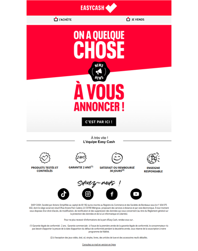 On a quelque chose à vous annoncer